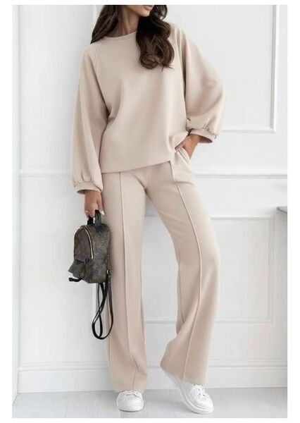 Viscose Sweatshirt & pants set, Beige
