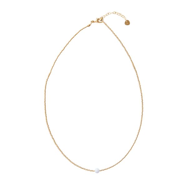 Flora blue lace agate gold necklace