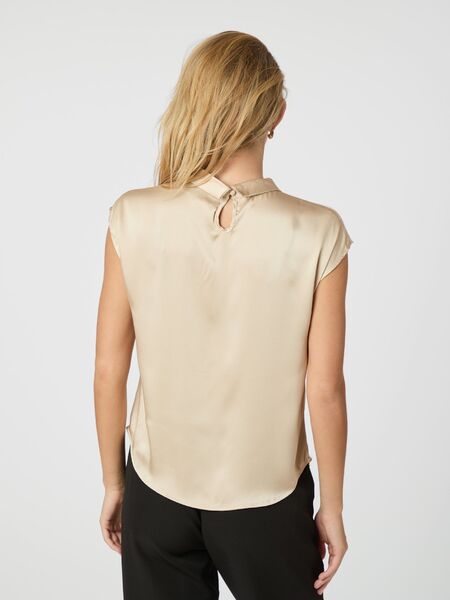 Fleur drapy satin blouse, dark sand