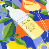 Limoncello abstract outdoor cushion 43x43, blue