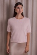 Karlie short sleeve cashmere sweater, pale pink