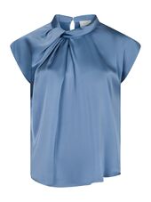 Fleur drapy satin blouse, dusty blue