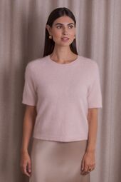 Karlie short sleeve cashmere sweater, pale pink
