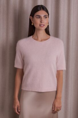 Karlie short sleeve cashmere sweater, pale pink