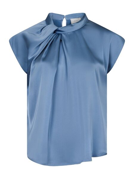 Fleur drapy satin blouse, dusty blue