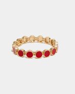 Ava petite elastic bracelet, gold w red