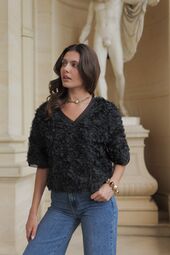 Textured rose shirt, noir