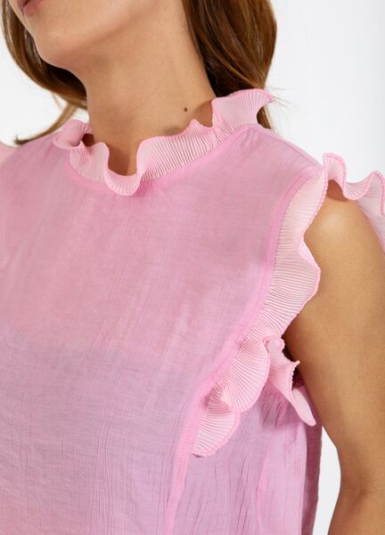 Top with ruffles, magenta