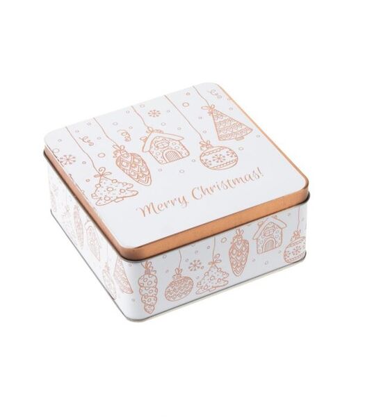 Peltirasia 15x15x7cm, kulta/valkoinen