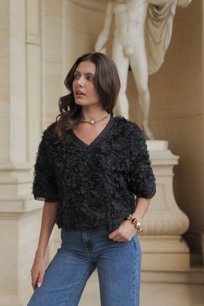 Textured rose shirt, noir