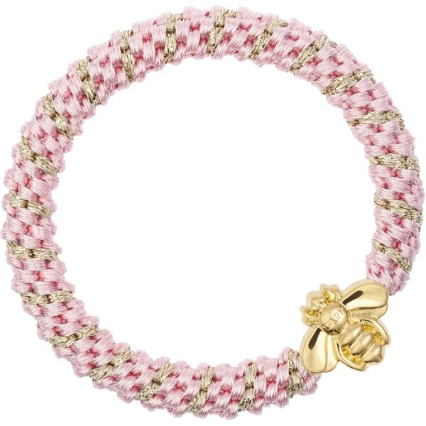 Fat hair tie with bee, cotton candy stripe