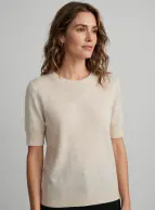 Estheme Round neck short sleeve knit, Beige