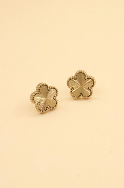 Clover stud earrings, golden