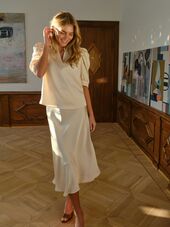 Roella heavy sateen blouse, light yellow