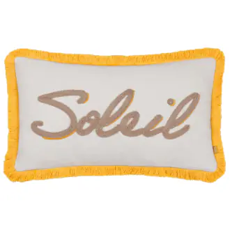 Soleil embroidered cushion cover 30x50, yellow
