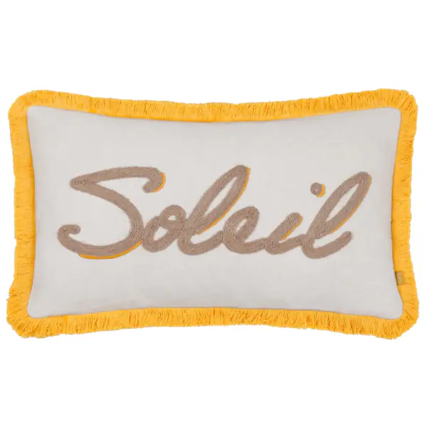 Soleil embroidered cushion cover 30x50, yellow