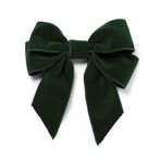 Velvet bow with clip set of 2, green