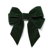 Velvet bow with clip set of 2, green