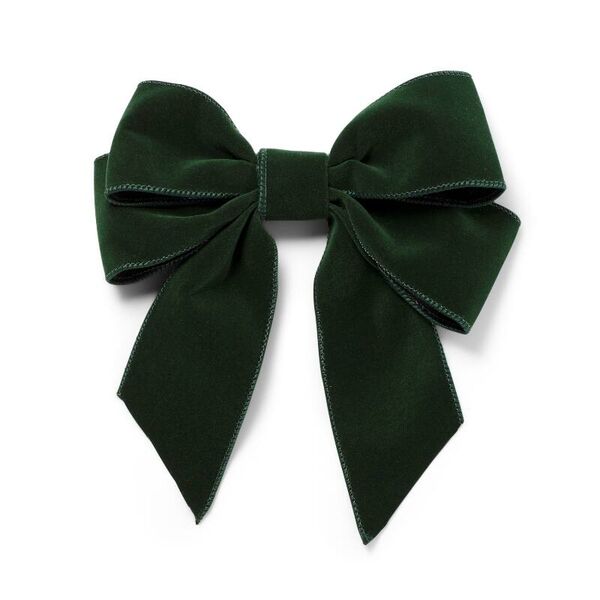 Velvet bow with clip set of 2, green
