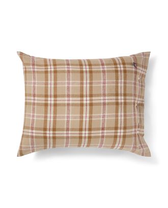 Checked cotton flannel pillowcase 50x60, fudge/beige/fig