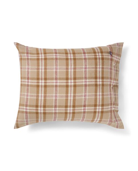 Checked cotton flannel pillowcase 50x60, fudge/beige/fig