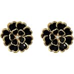 Crystal flower button covers, black