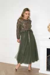 Rosette blouse, kaki