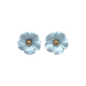 Iris flower earrings, pearl blue