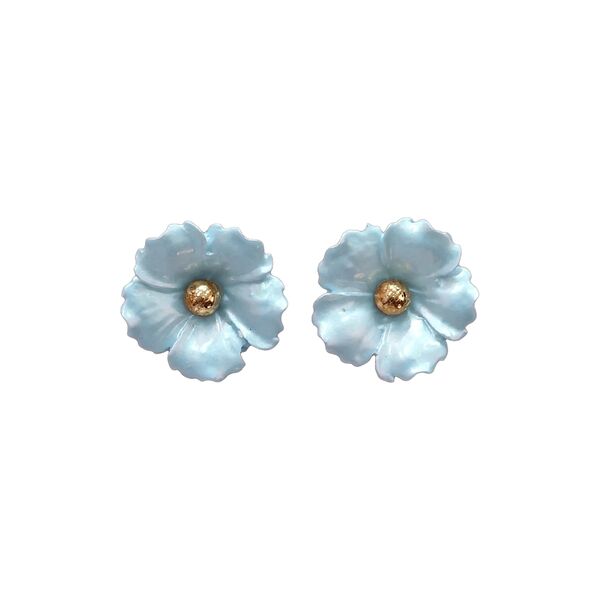 Iris flower earrings, pearl blue