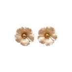 Iris flower earrings, pearl beige