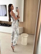 Print jumpsuit, grey