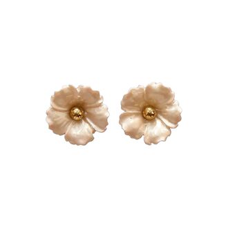 Iris flower earrings, pearl beige