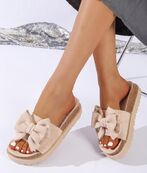 Bow sandals, Beige