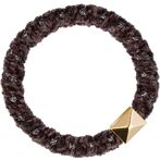 Fluffy fat hair tie, chocolate brown glitter stripe
