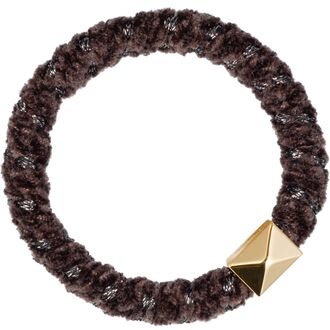Fluffy fat hair tie, chocolate brown glitter stripe