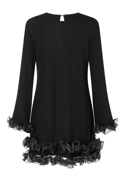 Dress with big ruffle, black