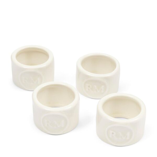 Portofino napkin ring set of 4, white