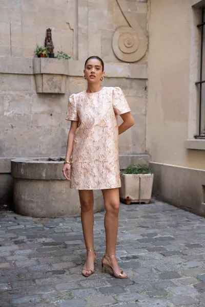 Short printed saint-tropez dress, rose