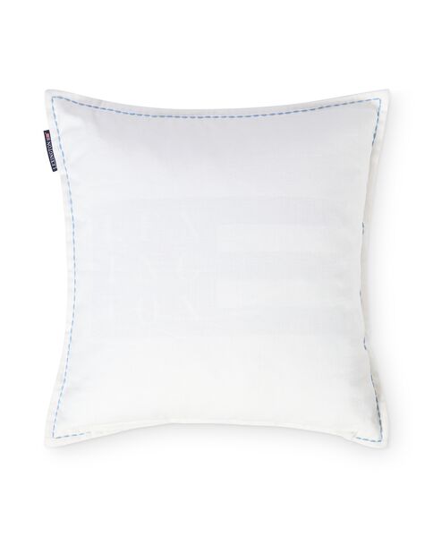 Floral Embroidered Linen/Cotton Pillow Cover 50x50, White/Blue