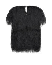 Brim faux fur tee, black
