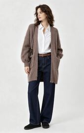 Mohair cardigan with pockets, light marron