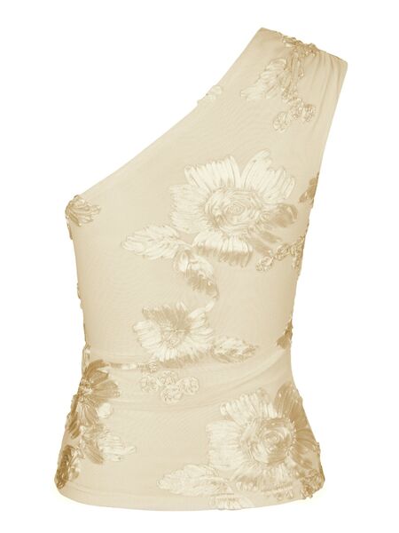 Florini big flower mesh top, light yellow