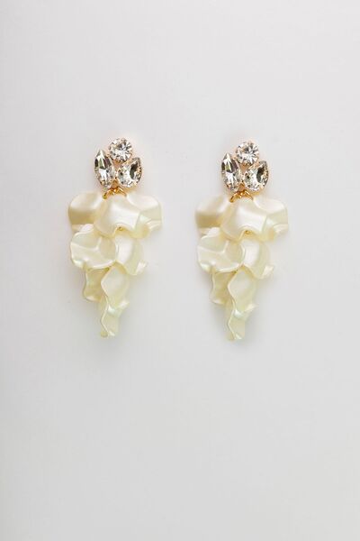 Leaf stone earrings, beige