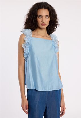 Ruffle top, blue
