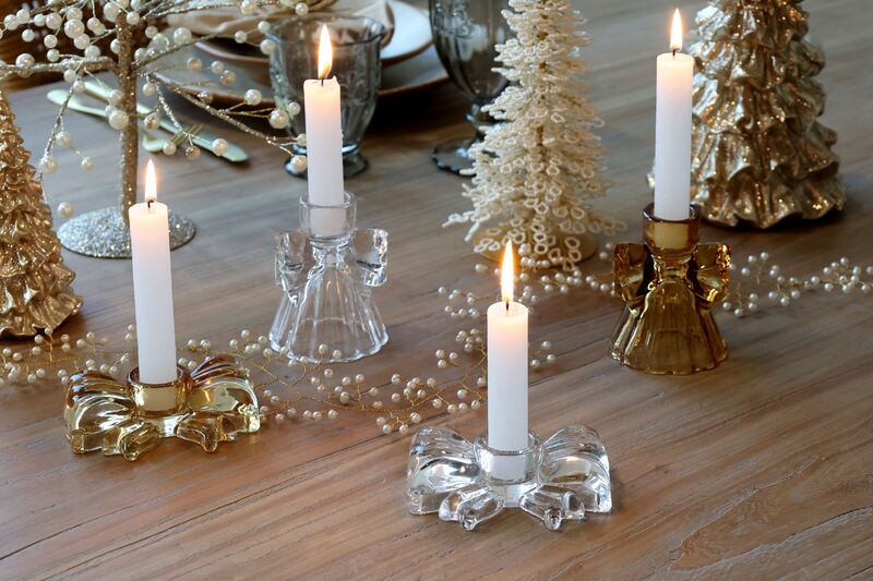 Candlestick with bow, clear