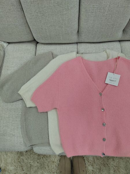 Neuletakki, luonnonvalkoinen