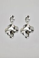 Leaf earrings, metallic silver