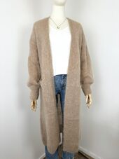 Long mohair cardigan, taupe