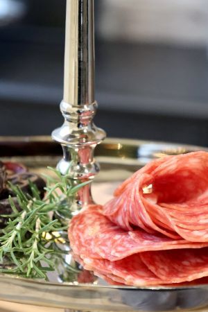 Etagere with 3 oval trays, silver