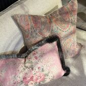 Belle rose cushion cover with fringe 50x50, Rose flower